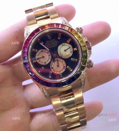New Copy Rolex Daytona Rainbow 40mm Watch Yellow Gold diamond Markers